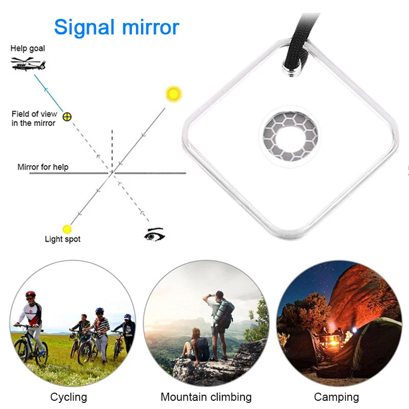 Outdoor Survival Reflective Signal Mirror for Hiking Camping Emergency Practical Daylight Reflective SOS First Supplies