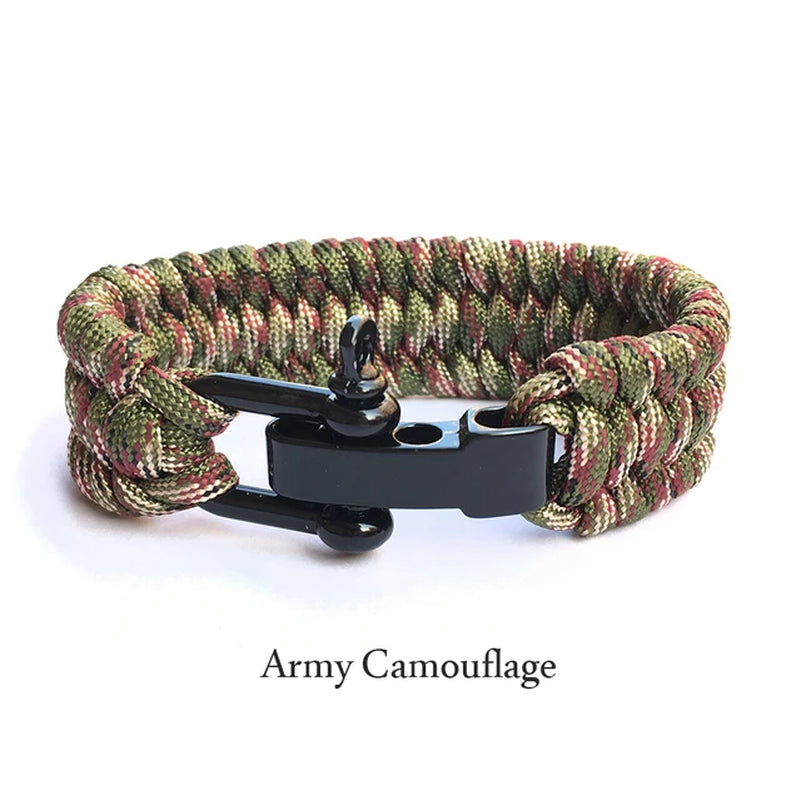 Outdoor Survival Paracord Nylon Rope Bracelet Survival Kit for Men Outdoor Emergency Survival Parachute Dropshipping