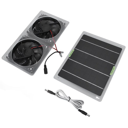 Spptty Solar Panel Fan Kit 100W 12V Waterproof Portable Dual Exhaust Fan Solar Panel Set for Home Greenhouse,Solar Panel Fan,Solar Exhaust Fan