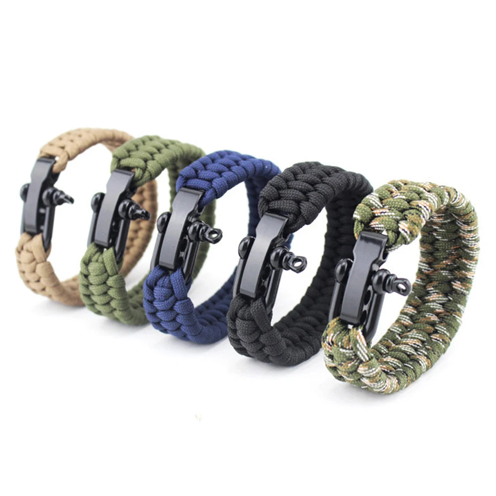 Outdoor Survival Paracord Nylon Rope Bracelet Survival Kit for Men Outdoor Emergency Survival Parachute Dropshipping