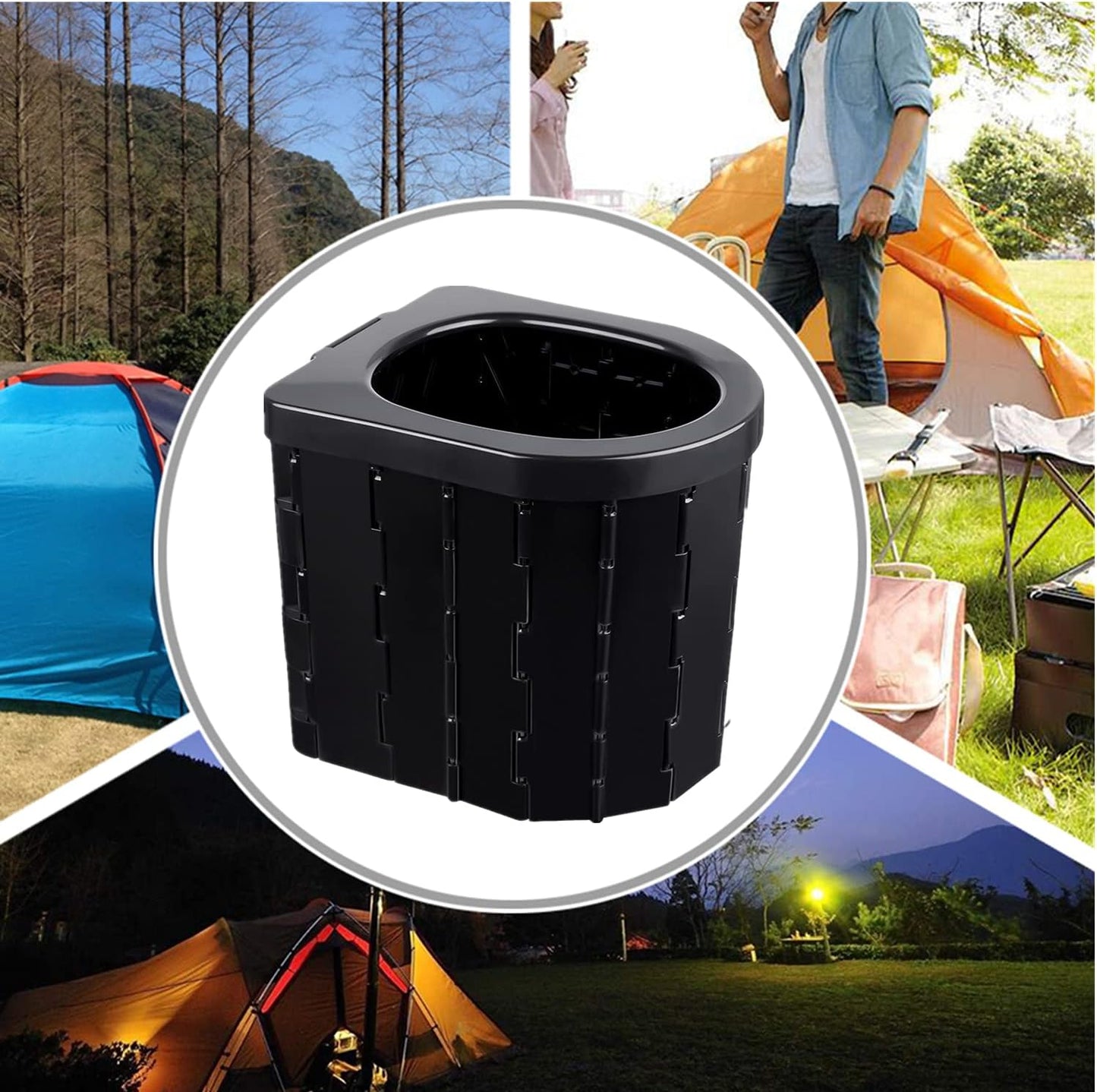 Portable Toilet Folding Camping Toilet, Car Toilet Outdoor Toilet Travel Potty Perfect for Camping, Hiking, Traffic Jam, Long Trips (Black)