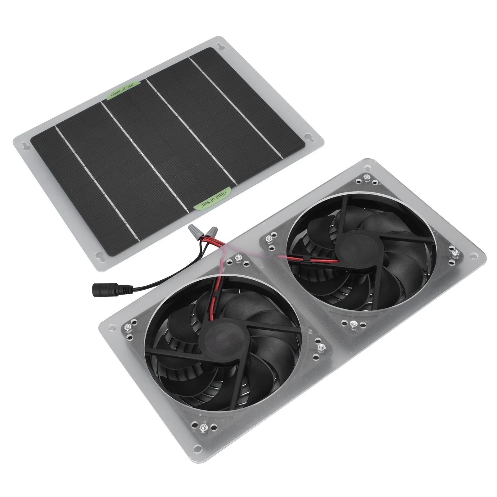 Spptty Solar Panel Fan Kit 100W 12V Waterproof Portable Dual Exhaust Fan Solar Panel Set for Home Greenhouse,Solar Panel Fan,Solar Exhaust Fan