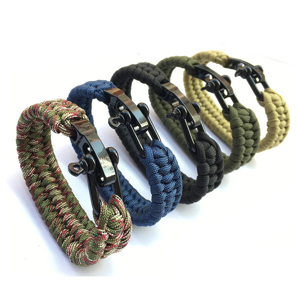 Outdoor Survival Paracord Nylon Rope Bracelet Survival Kit for Men Outdoor Emergency Survival Parachute Dropshipping