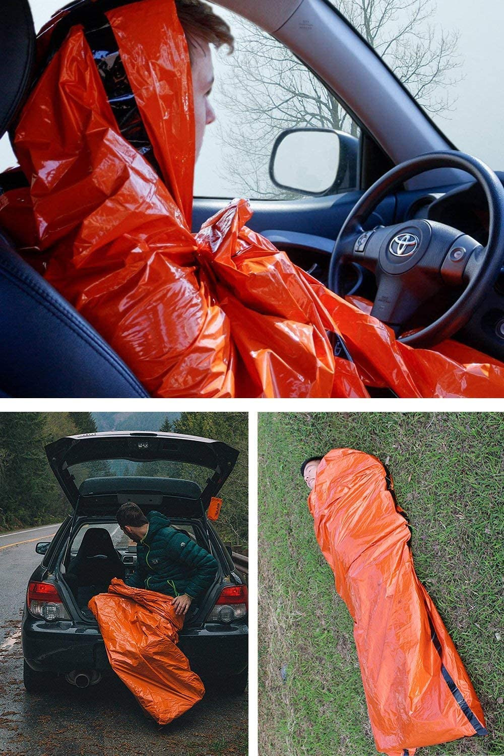 Survival Sleeping Bag, Emergency Bivvy Bag Emergency Rescue Blanket Reusable for Outdoor Camping, Hiking - 1 Pack